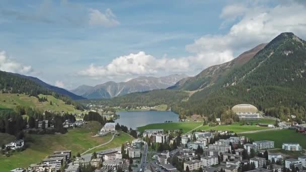 Veduta Aerea Della Città Del Lago Davos Davos Città Svizzera — Video Stock