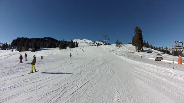 Helling Het Skigebied Flumserberg Zwitserland — Stockvideo
