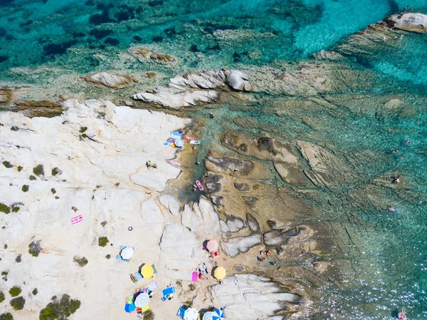 Foto Aérea Hermosa Playa Sitonia Región Chalkidiki Grecia —  Fotos de Stock