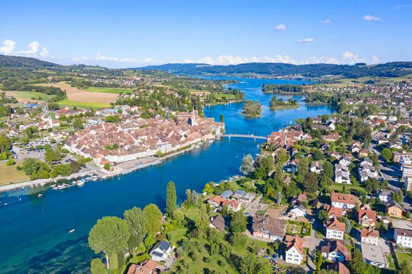 Veduta Aerea Della Città Medievale Stein Rhein Vicino Shaffhausen Svizzera — Foto Stock
