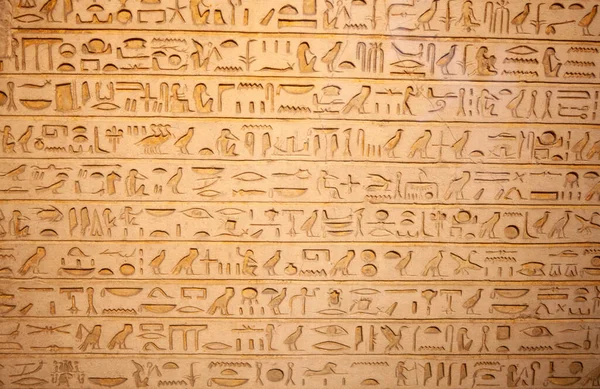 Egyptiska Hieroglyfer Väggen — Stockfoto