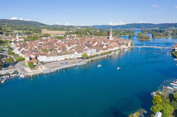 Luftaufnahme Der Mittelalterlichen Stadt Stein Rhein Bei Shaffhausen Schweiz — Stockfoto