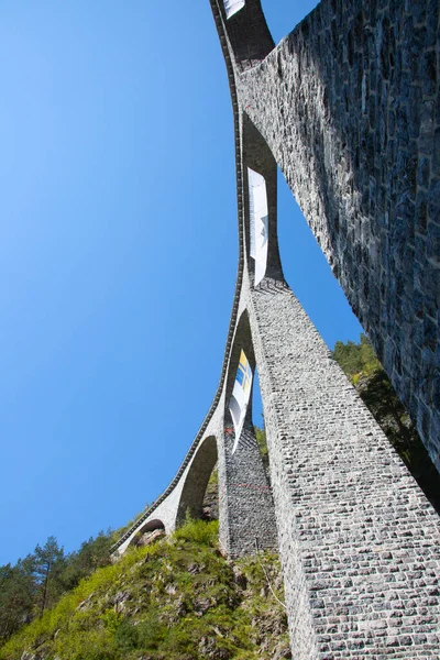 Famous Wiesener Viaduct Train Line Davos Filisur Swiss Alps — Stock Photo, Image