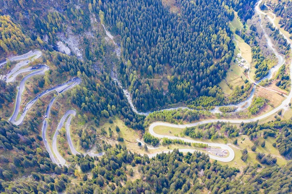 Draaiende Weg Van Maloja Pas Tussen Zwitserland Italië — Stockfoto