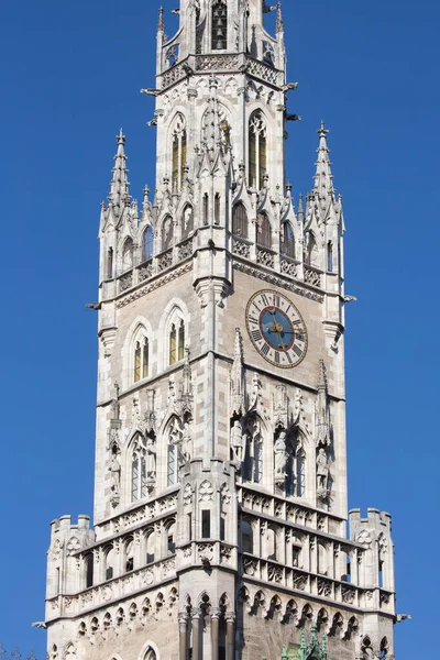 Hauptplatz Der Stadt München Marienplatz Altes Und Neues Rathaus Mariensäule — Stockfoto