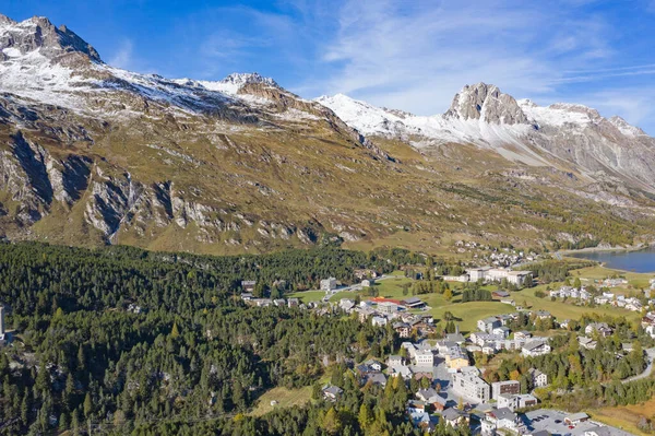 Зимова Дорога Перевалу Малоя Єднує Швейцарію Італію — стокове фото