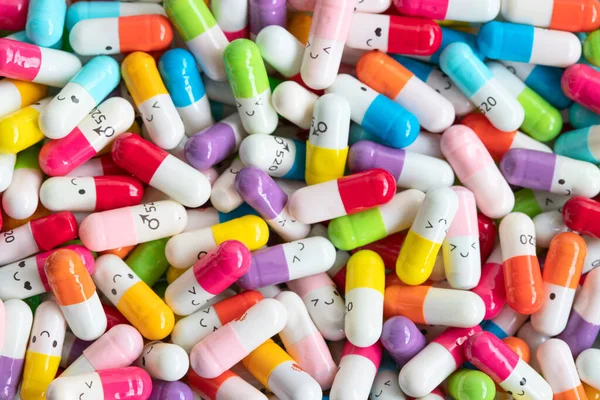 Collection of the colorful capsules with medicines