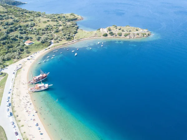 Letecká Fotografie Krásné Pláže Sitonii Chalkidiki Region Řecko — Stock fotografie