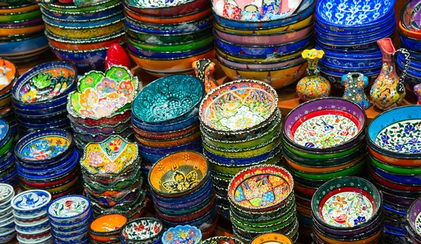 Traditionelle Türkische Keramik Auf Dem Großen Basar — Stockfoto