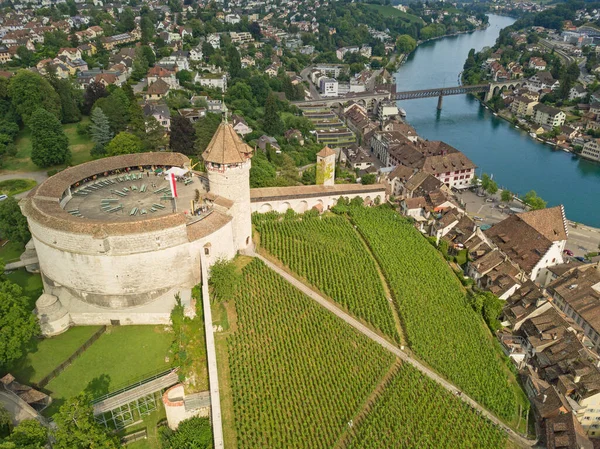 View Rhine River Famous Munot Fortifiction Schaffhausen Switzerland — Stock Photo, Image