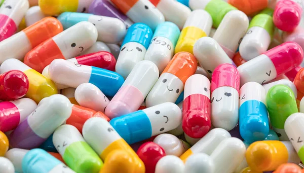 Collection of the colorful capsules with medicines