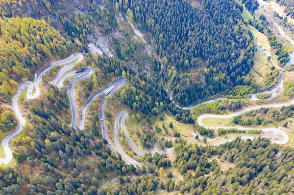 Winding Road Maloja Pass Connecting Switzerland Italy — Stock Photo, Image