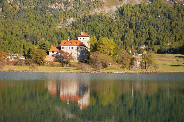 Maloja Region Collection Beatiful Lakes Mountains Road Connecting Switzerland Ital — Stock Photo, Image