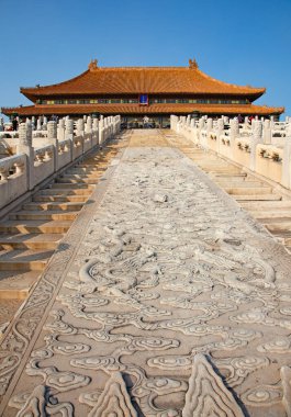 BEIJING, ÇİN - 14 Ekim 2017: Yasak Şehir (Saray Müzesi), Çin imparatorluk sarayı Ming hanedanlığından Qing hanedanlığının sonuna kadar (1420-1912)).