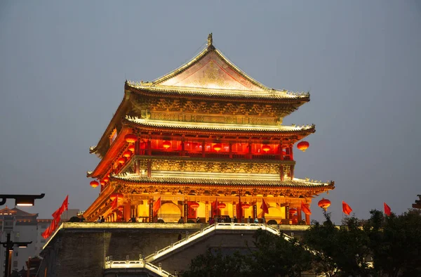 Berömda Klocktornet City Kina Huvudstad Provinsen Shaanxi Och Äldsta Städerna — Stockfoto