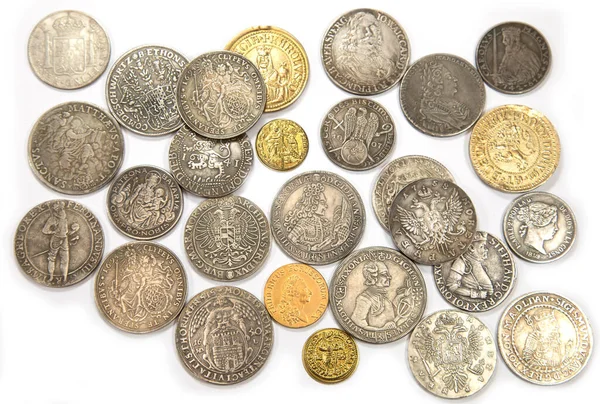 Collection Medieval Coins White Background — Stock Photo, Image