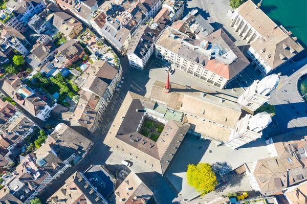 Veduta Aerea Del Fiume Limmat Delle Famose Chiese Zurigo Zurigo — Foto Stock