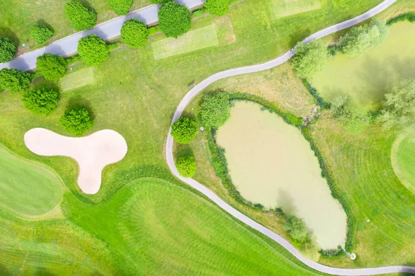 Golfbal Het Groene Gras Van Golfbaan — Stockfoto