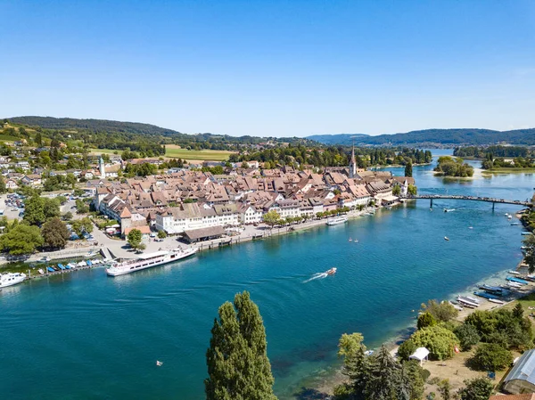 Sviçre Shaffhausen Yakınlarındaki Stein Rhein Ortaçağ Şehrinin Hava Manzarası — Stok fotoğraf