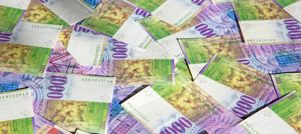 Sammlung Der 1000 Franken Banknoten Die 1000 Franken Banknote Der — Stockfoto