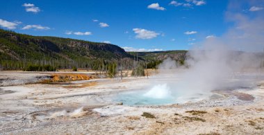 Yellowstone Ulusal Parkı 'ndaki kara kum gayzer havzası, ABD