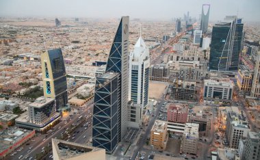RIYADH - 29 Şubat 2016 Riyad, Suudi Arabistan 'da Riyad şehir merkezindeki hava görüntüsü. 