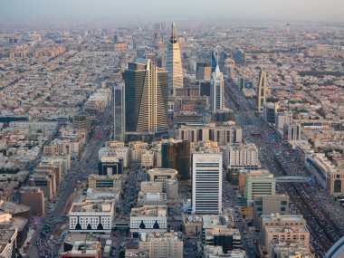RIYADH - 29 Şubat 2016 Riyad, Suudi Arabistan 'da Riyad şehir merkezindeki hava görüntüsü. 