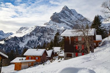 İsviçre Alplerinde kış (Braunwald, Glarus, İsviçre)