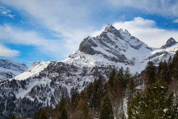 Zima Szwajcarskich Alpach Braunwald Glarus Szwajcaria — Zdjęcie stockowe