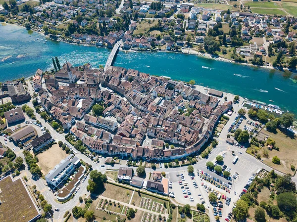 Luchtfoto Van Middeleeuwse Stad Stein Rhein Bij Shaffhausen Zwitserland — Stockfoto