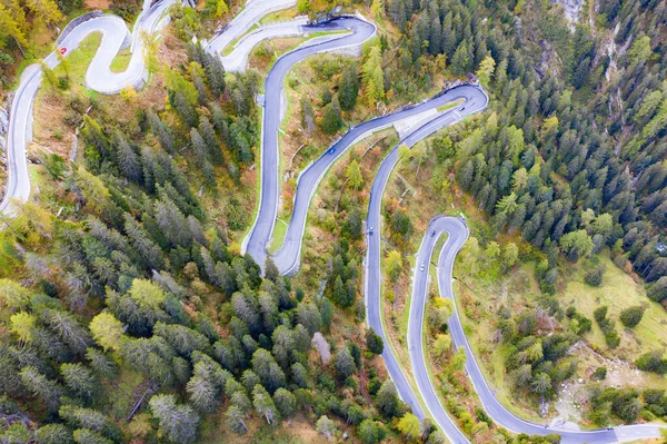 Strada Tortuosa Del Passo Maloja Che Collega Svizzera Con Italia — Foto Stock