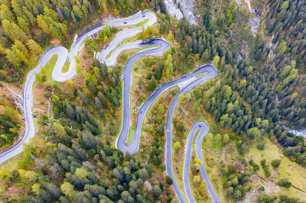 Strada Tortuosa Del Passo Maloja Che Collega Svizzera Con Italia — Foto Stock