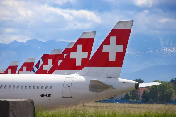 Dübendorf Mai Schweizer Fluggesellschaften Landen Die Flugzeuge Auf Dem Militärflugplatz — Stockfoto