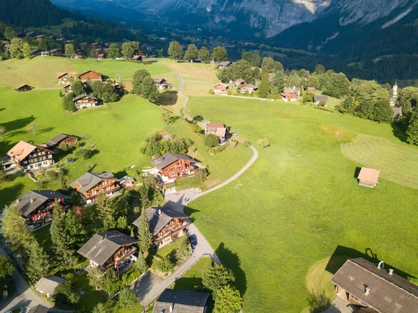 Знаменитая Деревня Гриндельвальд Швейцарских Альпах Отправная Точка Поездов Регионе Юнгфрау — стоковое фото