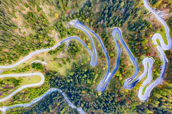 Strada Tortuosa Del Passo Maloja Che Collega Svizzera Con Italia — Foto Stock