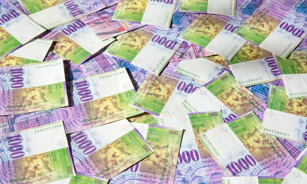 Insamling Schweiziska 1000 Sedlarna 1000 Franc Sedlar Utgivna Swiss National — Stockfoto