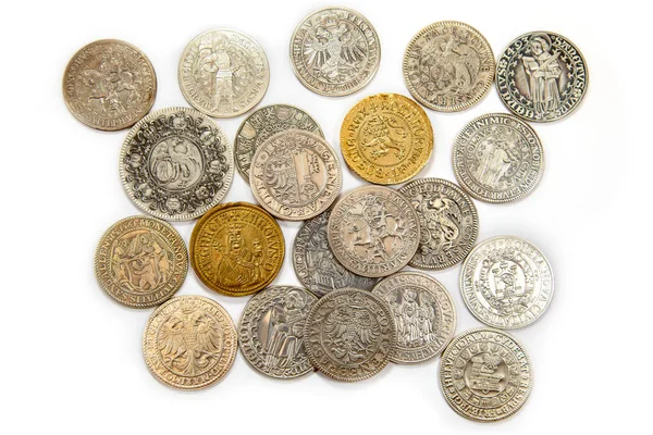 Collection Medieval Coins White Background — Stock Photo, Image