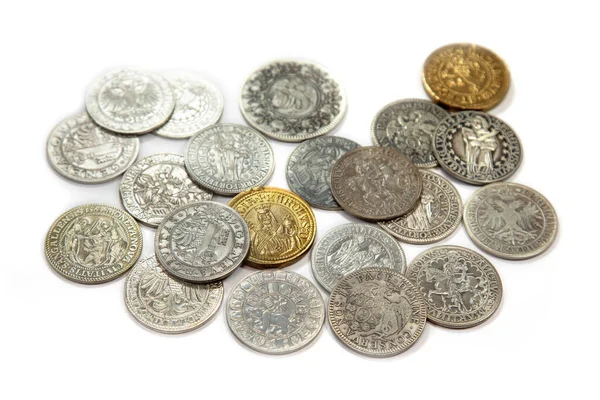 Collection Medieval Coins White Background — Stock Photo, Image