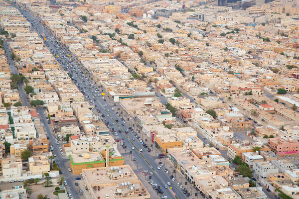 RIYADH - FEBRUARY 29: Aerial view of Riyadh downtown on February 29, 2016 in Riyadh, Saudi Arabia. 