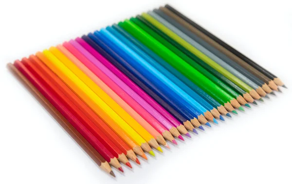 Collection Bright Colorful Pencils White Background — Stock Photo, Image