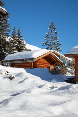 İsviçre Alplerinde kış, İsviçre 'nin St. Gallen kantonu yakınlarındaki Arvenbuel köyü.