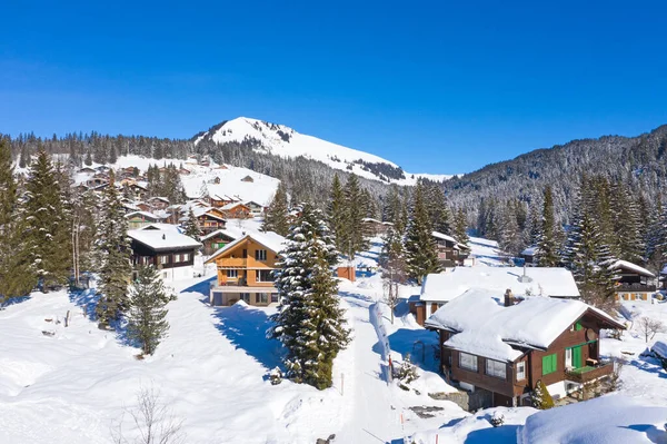 Invierno Los Alpes Suizos Pueblo Arvenbuel Cerca Del Cantón Amden — Foto de Stock