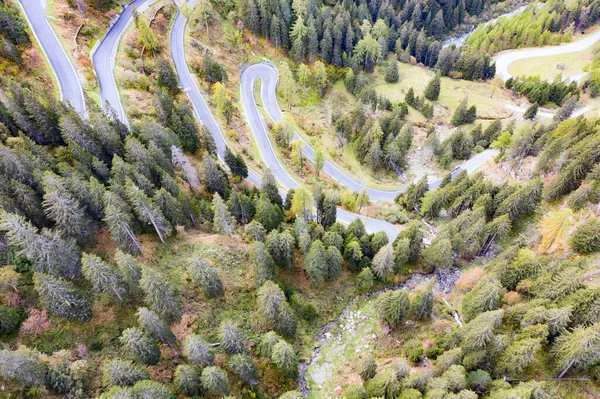 Strada Tortuosa Del Passo Maloja Che Collega Svizzera Con Italia — Foto Stock