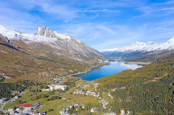 Извилистая Дорога Перевала Малоя Соединяющая Швейцарию Италию — стоковое фото