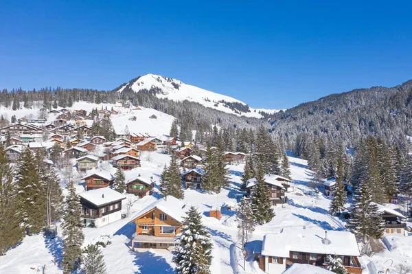 Winter Den Schweizer Alpen Dorf Arvenbuel Bei Amden Kanton Gallen — Stockfoto