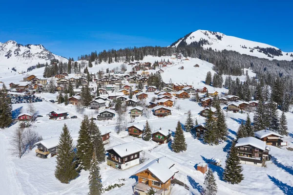 Winter Den Schweizer Alpen Dorf Arvenbuel Bei Amden Kanton Gallen — Stockfoto