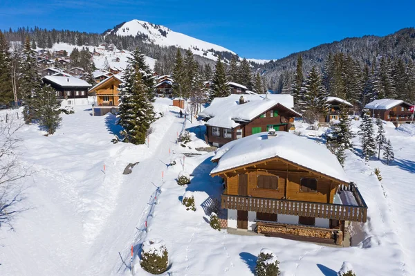 Invierno Los Alpes Suizos Pueblo Arvenbuel Cerca Del Cantón Amden — Foto de Stock