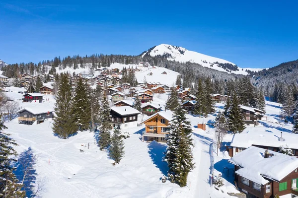 Inverno Nos Alpes Suíços Aldeia Arvenbuel Perto Cantão Amden Gallen — Fotografia de Stock