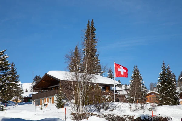 Invierno Los Alpes Suizos Pueblo Arvenbuel Cerca Del Cantón Amden — Foto de Stock