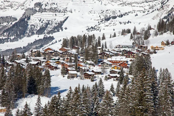 Vinter Schweiziska Alperna Arvenbuel Byn Nära Amden Kantonen Gallen Schweiz — Stockfoto